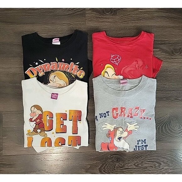 VTG Y2K Disney Jerry Leigh Snow White Grumpy Lot Of 4 Cropped T Shirts XL - Picture 1 of 7